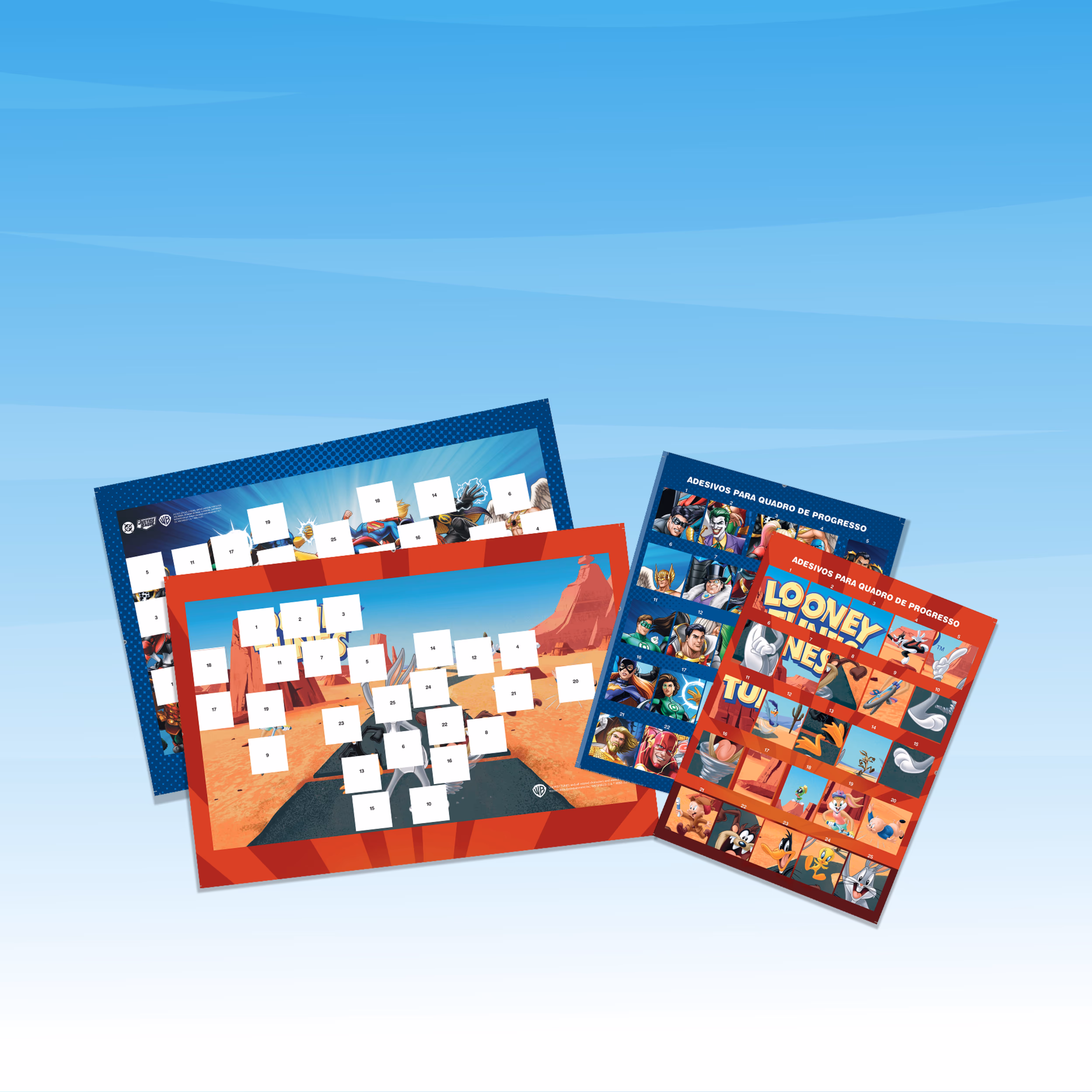 Figurinhas, pôsteres e jogos educativos